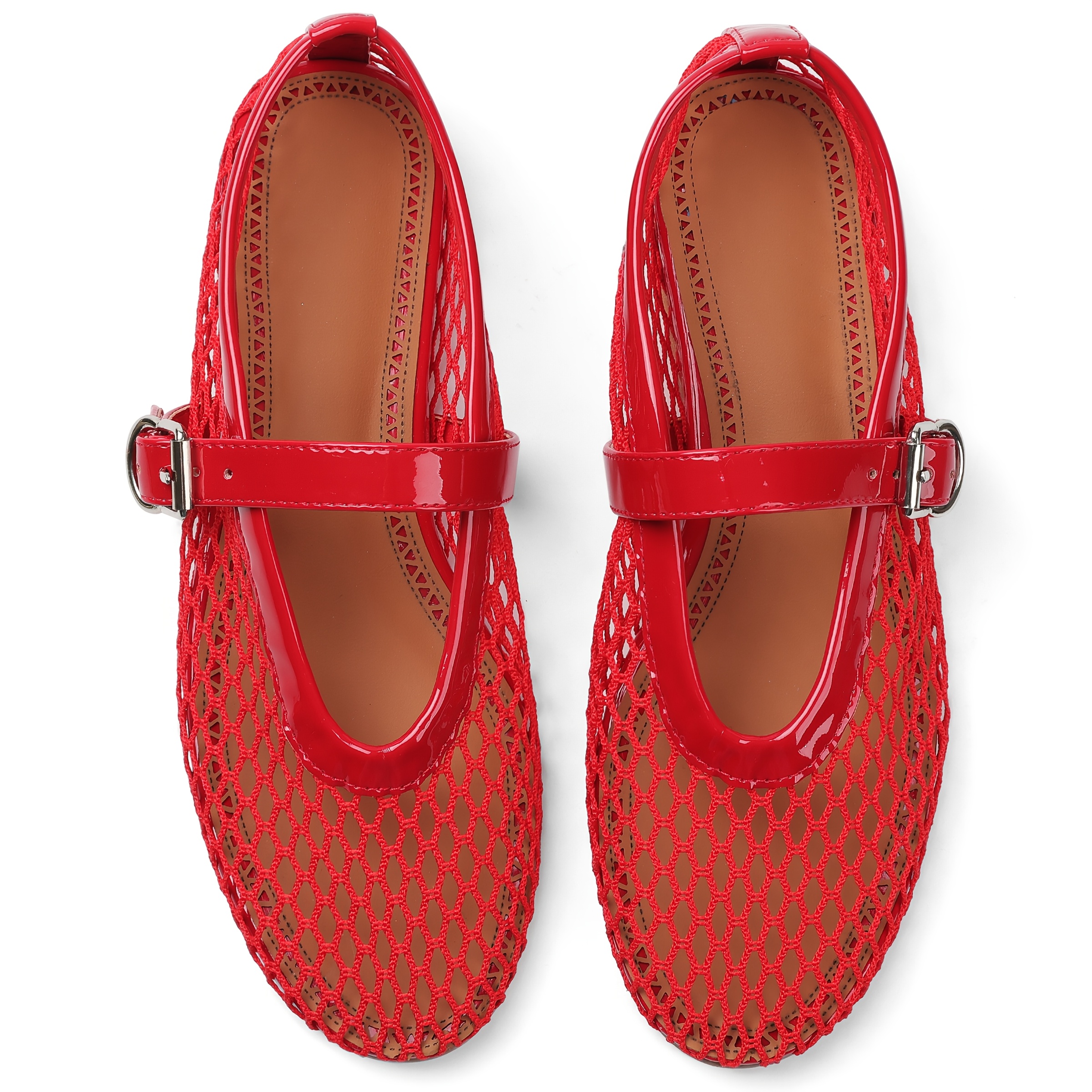 Women&#39;S Mesh Ballet Flats Fishnet Comfy Buckle Strap Ballerina Dressy Daily Flat Shoes Cute Breathable Party Vacation Spring Summer