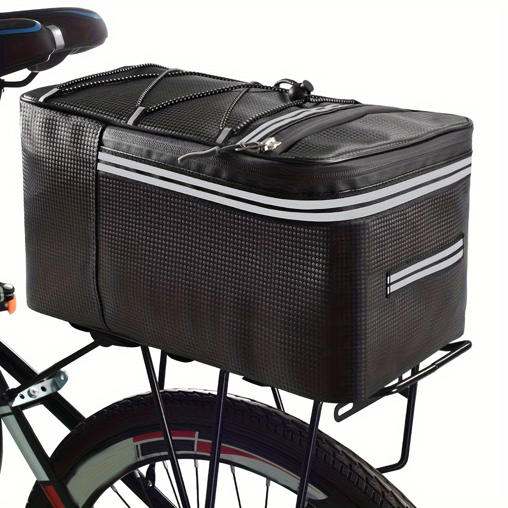 

Bike Rear Rack Bag, 15l Capacity, Waterproof Bicycle Trunk Carrier, Durable Cycling Tail Bag For Mountain Electric Bikes With Reflective Stripes