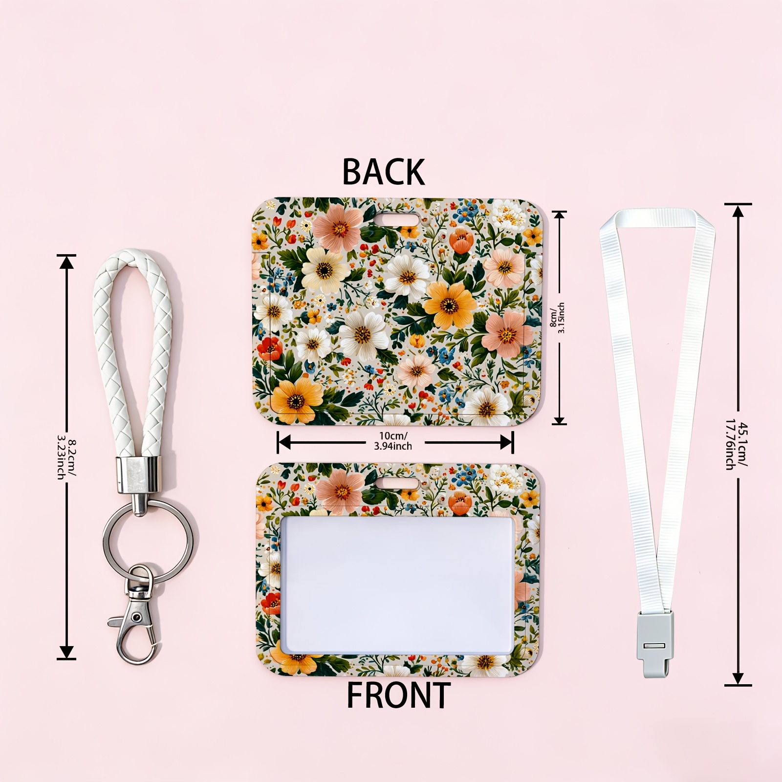 TEMU The Lanyard And Integrated Buckle Folding Lanyard Design Used Interchangeably, 2d Indigo Pattern, Horizontal Card Holder Is Suitable For Id