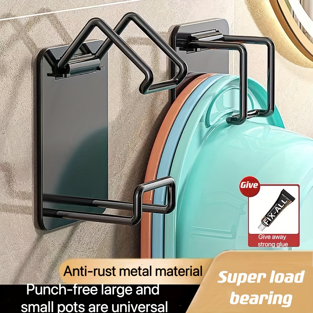 

Modern Wall-mounted Bathroom Sink Hook Set: Anti-rust, Punch-free, And Non-slipping - Suitable For Kitchen, Bathroom, And Balcony