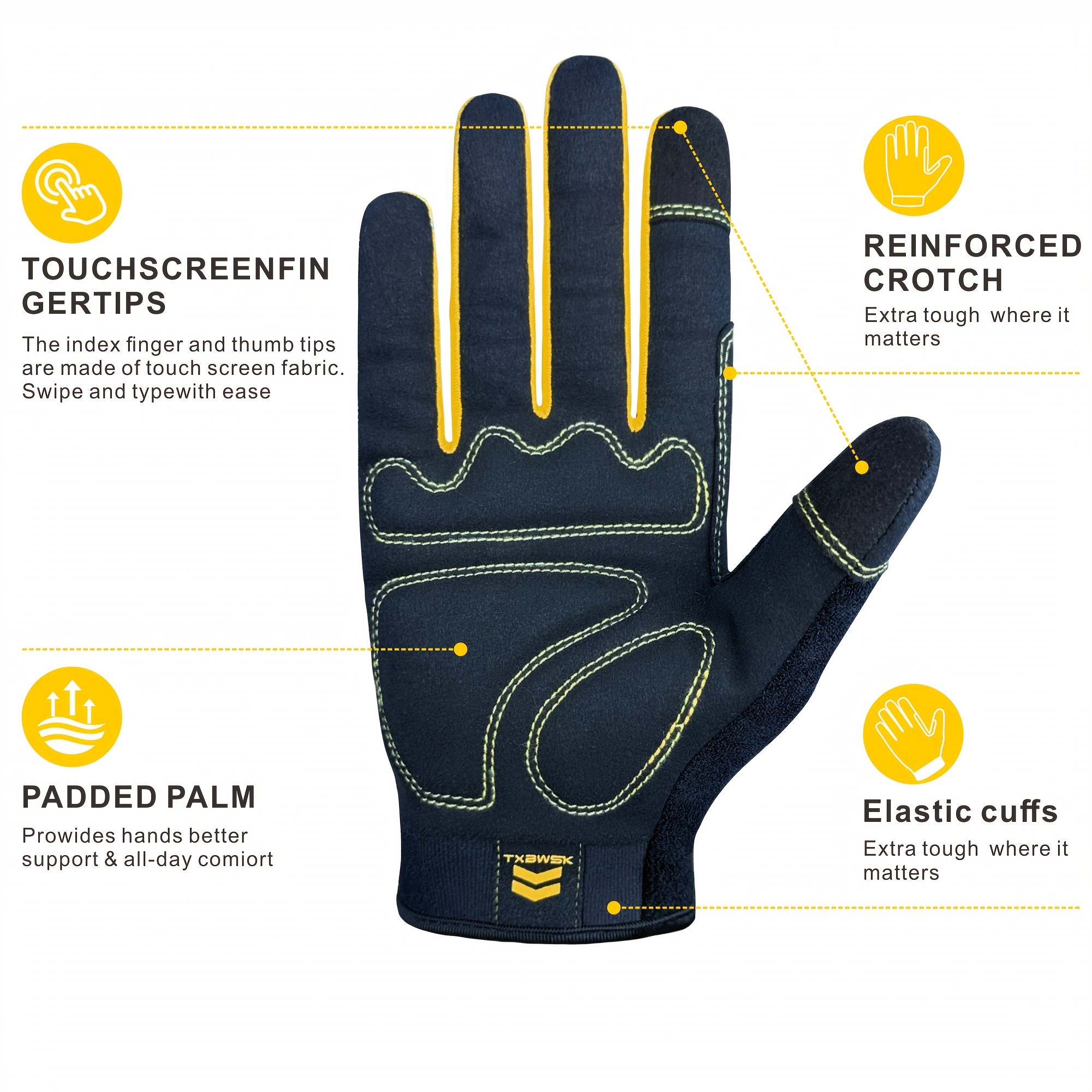 1 Pair of Men's and Women's High Performance Universal Work Gloves, Mechanic Gloves, Compatible with Touch Screen, Flexible and Breathable, Suitable for Technicians, Maintenance, Yard Work, Gardening and Outdoor Use