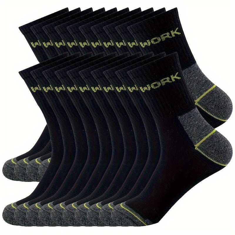 20 Pairs of Men's Mid-Calf Socks, Breathable Long Socks, Solid Color, Versatile Sports and Casual Men's Socks