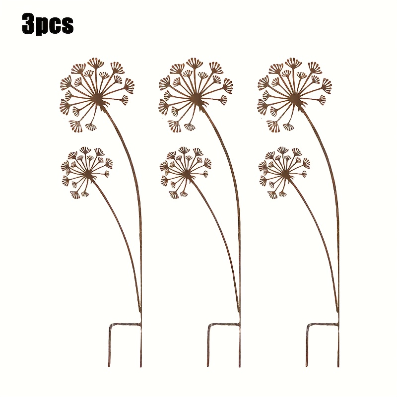Image of 【2d Flat】 3pcs, Metal Dandelion Floor Ornaments, Decorations For Garden Lawn, Perfect For Outdoor Families, Gardens, And Farmhouses - Perfect Family Gifts, Landscape Ornaments Decoration Prop