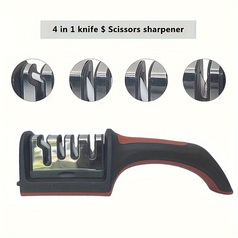4-Stage Professional Knife Sharpener, Tungsten Steel, Diamond & Ceramic Grinding Stones, for Kitchen Knives, Non-Electric, RV Kitchen Accessories RV Kitchen Cooktop Accessories, Without Battery