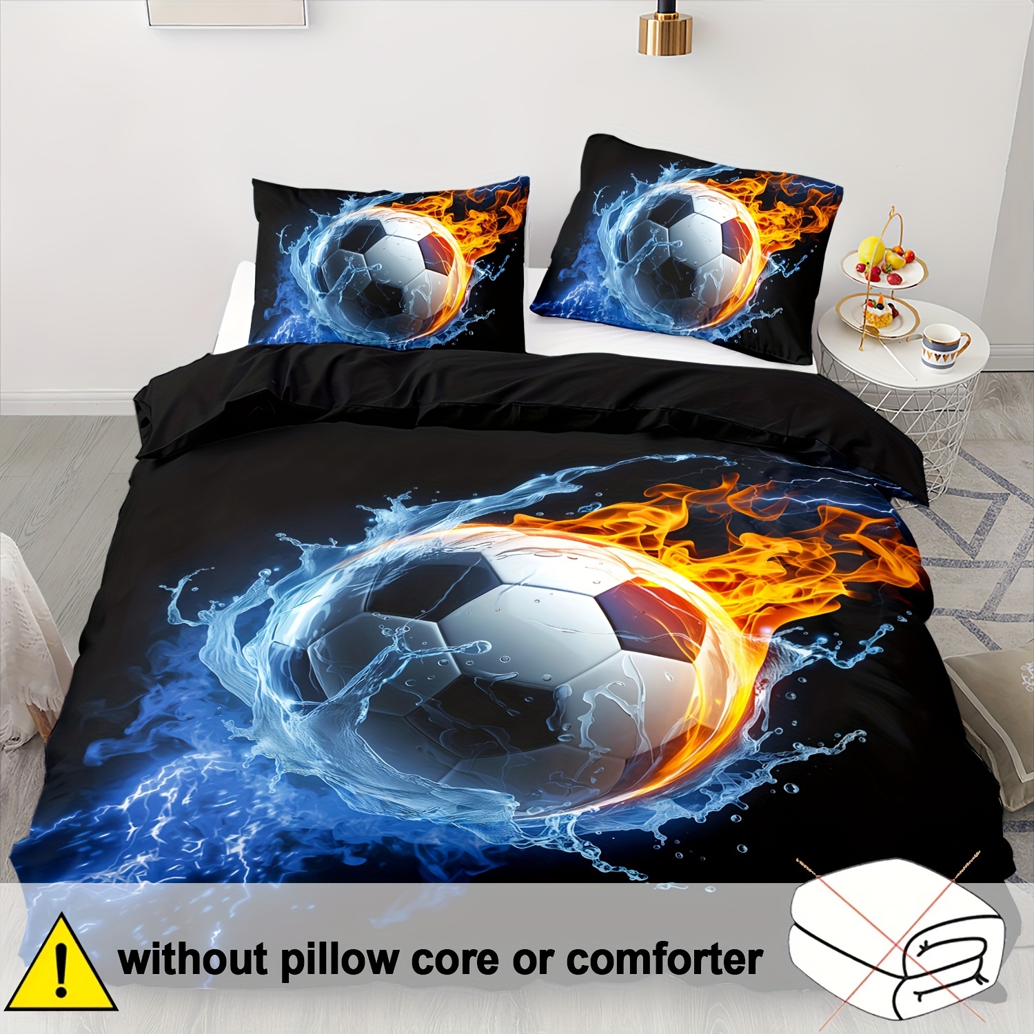 Boy s Soccer Bedding Set 3 2 Piece Duvet Cover Soft and Comfortable Football Theme Suitable for Single Bed 1 Duvet Cover and 2 Pillow Ca