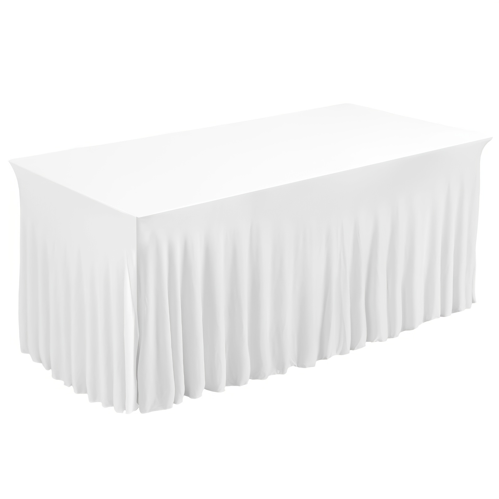 

Superlele 1pc White Table Skirt, Table Skirts For Rectangle Tables 6ft, Table Covers For 6 Foot Tables, Tulle Table Skirt, Spandex Table Covers For Folding Table, For Valentines Decorations