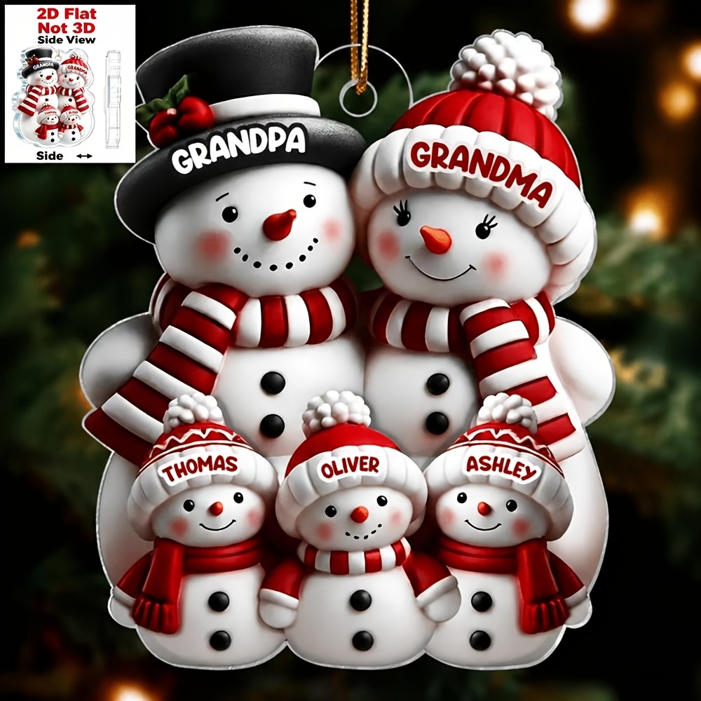 TEMU 2d Flat, Personalized Retro Family Name Christmas Tree Ornaments - 2d Flat Name Plates With 3-7 Letters/numbers, Family -like Design For Holiday