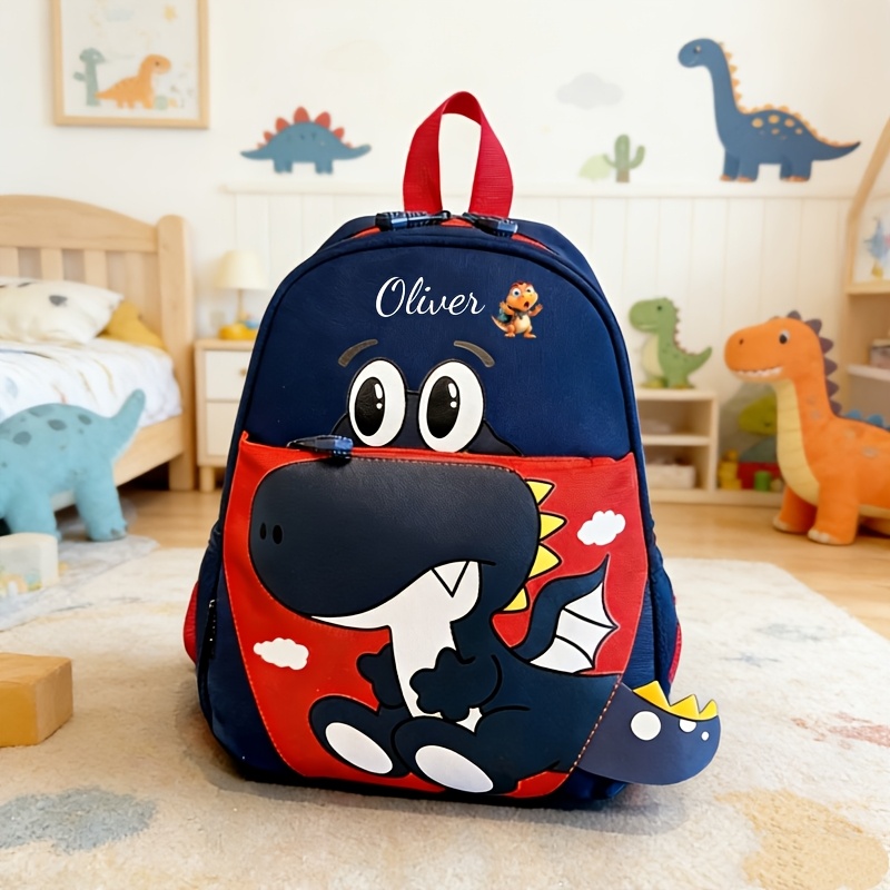 TEMU Mochila Casual de Moda Personalizable con , con Sufijo de Texto Impreso de Dinosaurio, Diseño Lindo de de Dinosaurio, Multifuncional, Fácil y ,