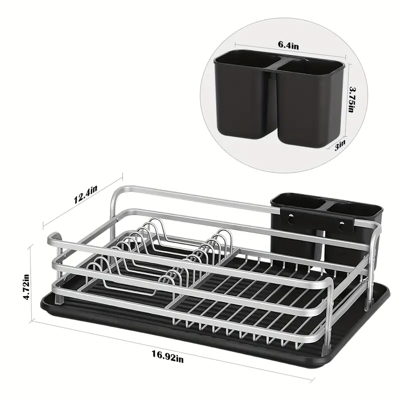 dish drying rack rack suitable for the kitchen countertop stainless steel kitchen drying rack with a utensil holder large capacity dish draining rack kitchen storage item with knife holder 12 4 ins w x 16 92 ins l silvery color model Product details 5