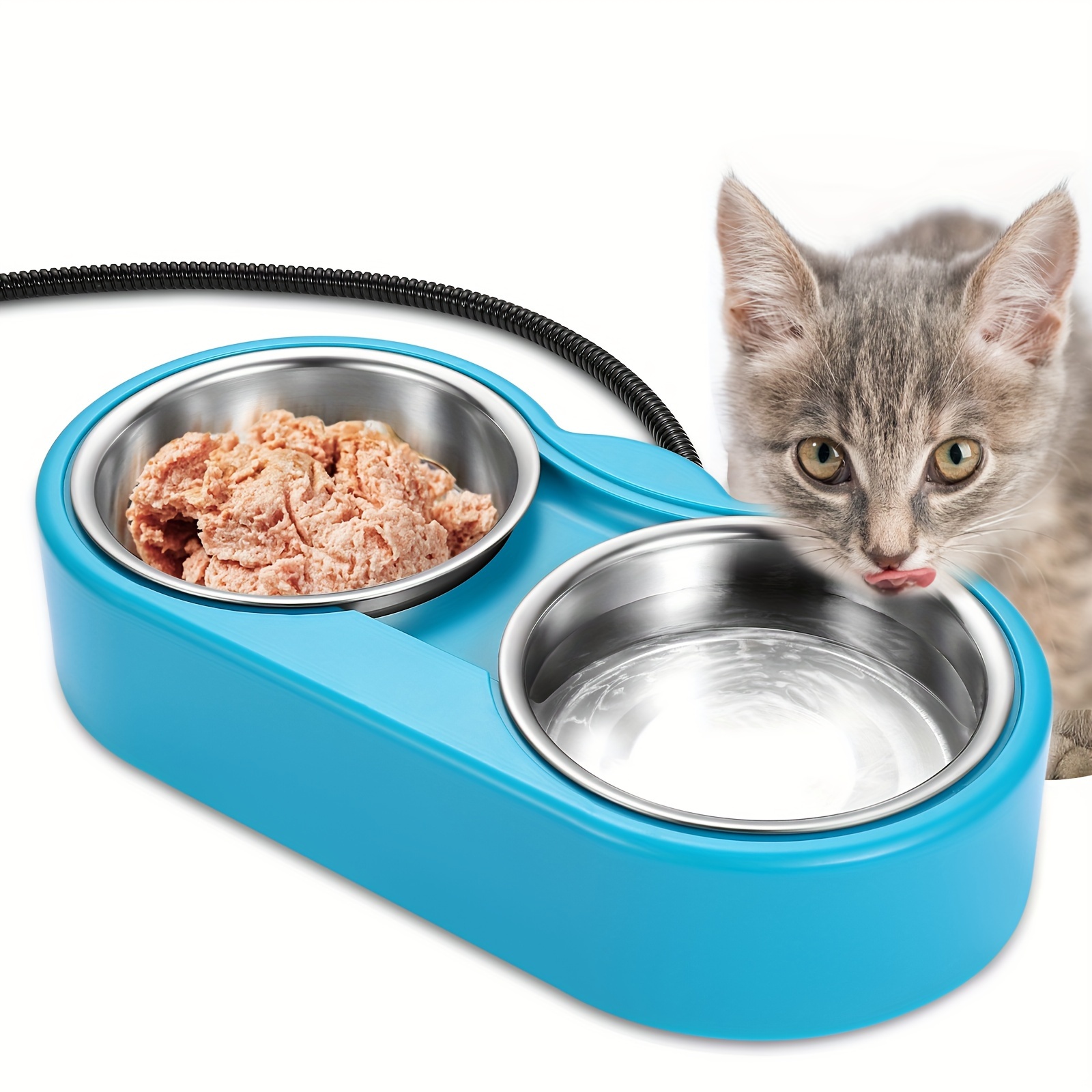 

47oz Stainless Steel For Cats - Portable Outdoor Cat Feeding Station With Warm Water & Food Dish, Ideal For Winter Comfort