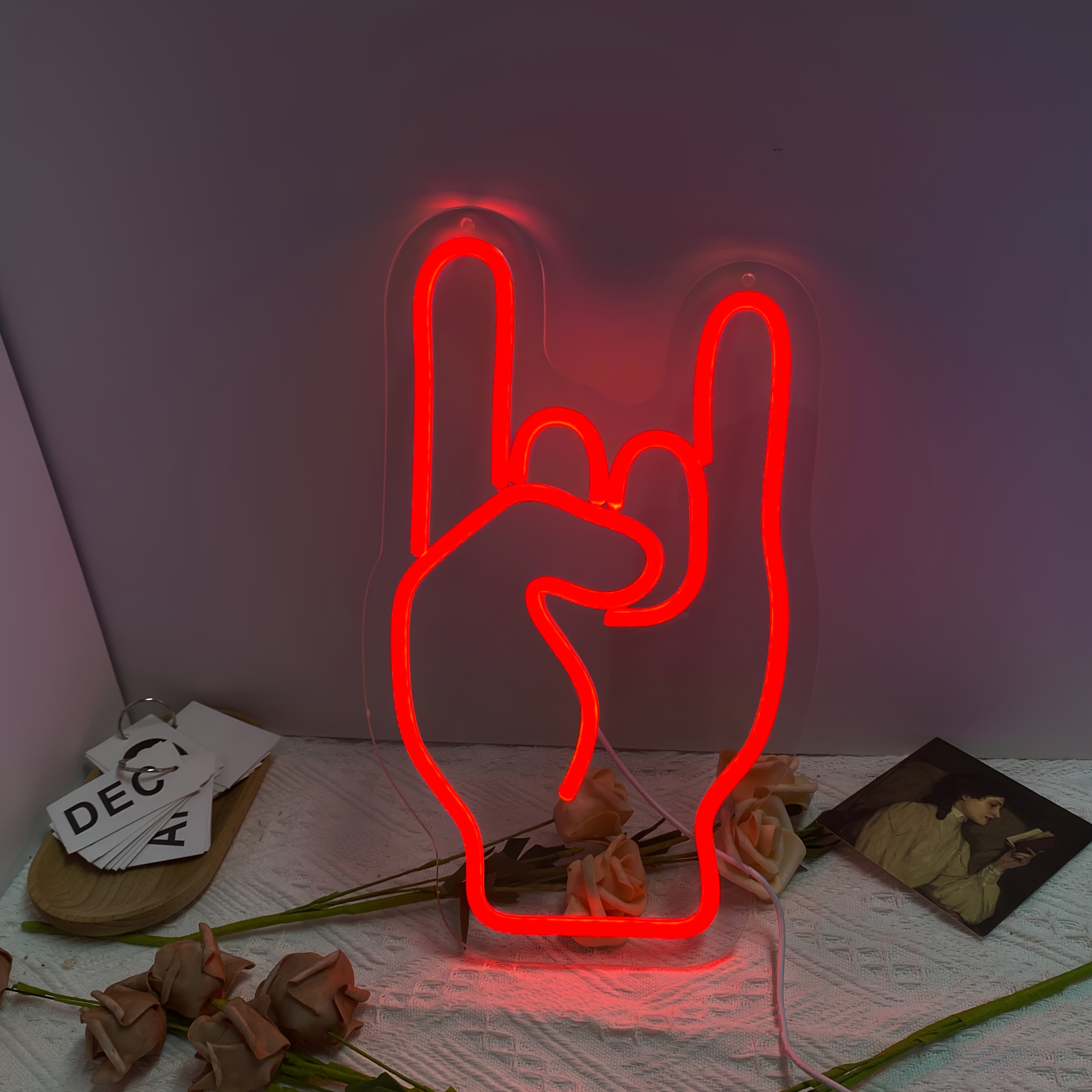Image of Liuyang Hand Neon Sign, ' Hand Neon Light, Led Neon Sign For Wall Decor, Music Room, Bar, Band Studio, Guitar Club, Karaoke, Bar, Recording Studio, For Man Cave Decor, Cool Gift