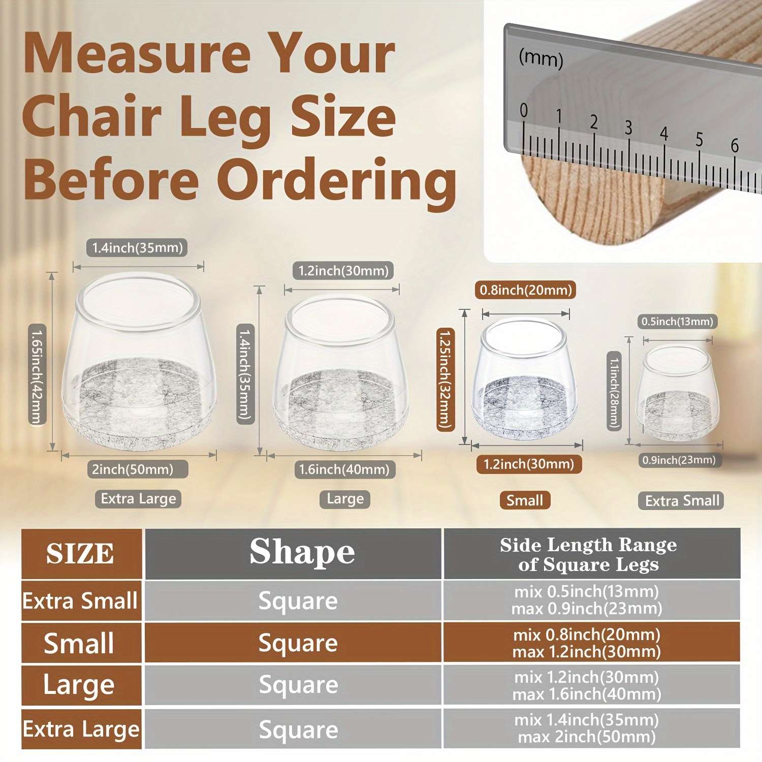 28 Chair Leg Floor Protectors, Hardwood Floor Furniture Pads, Bar Stool Leg Protection Caps, Dining Table Chair Leg Protection Caps, Furniture Sliders Chair Leg Caps, Round