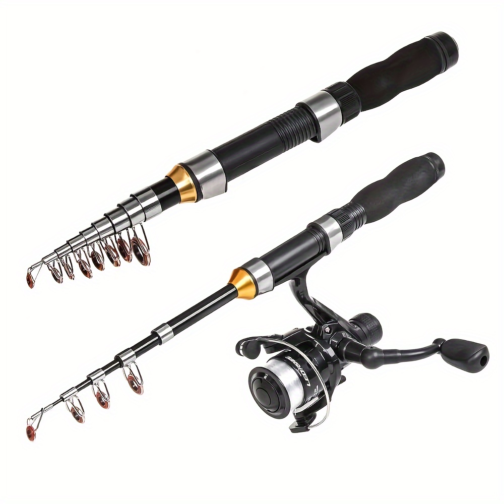

1pc, Black Short Mini Fishing Rod, Portable Telescoping Small Sea Fishing Pole For Saltwater And Freshwater