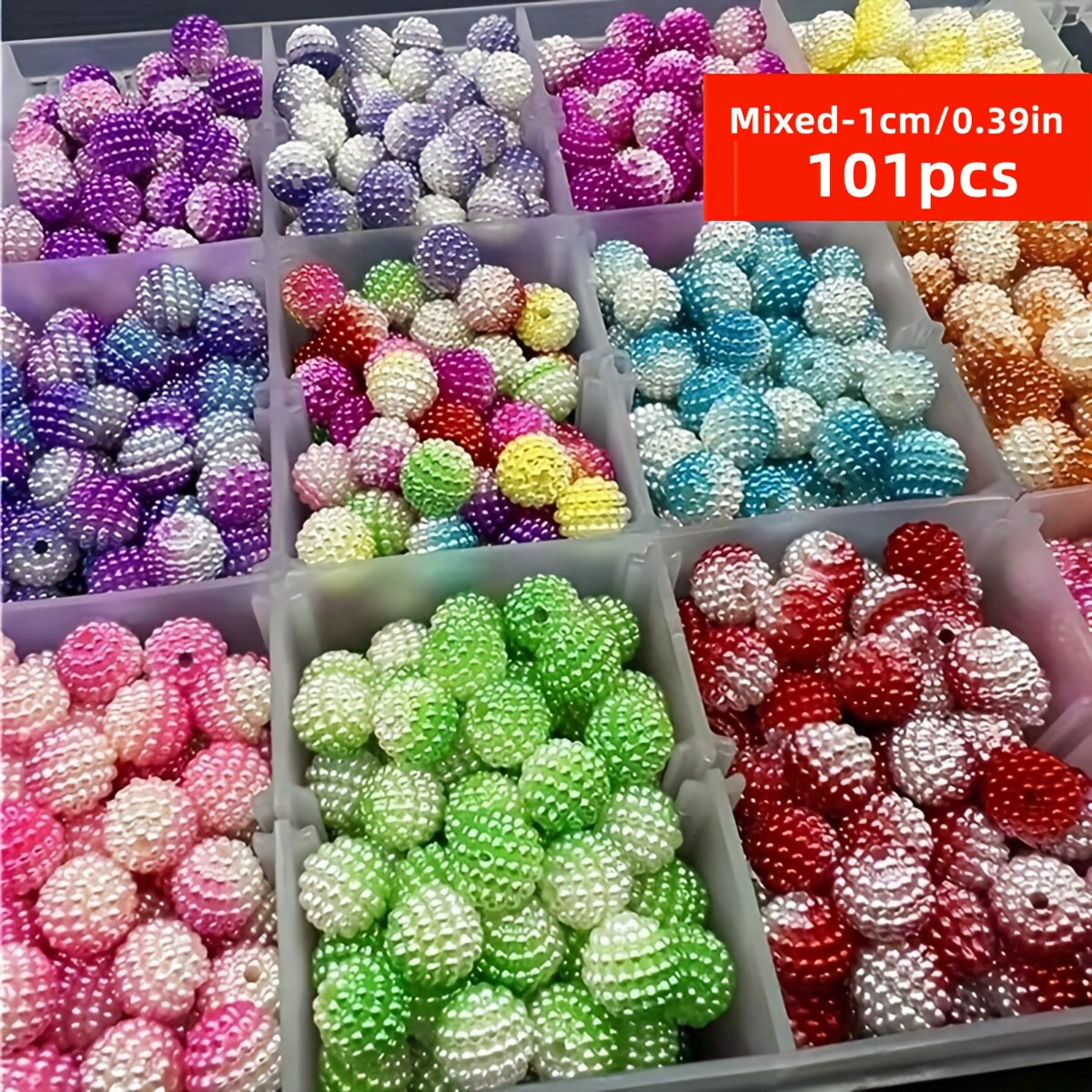 E-shop 101/51 Stück 10mm Verlaufende Ebereschenperlen - Acryl-Loseperlen für DIY-Hochzeitsdeko, Handgemachte Blumenarrangements & Haarklammern -