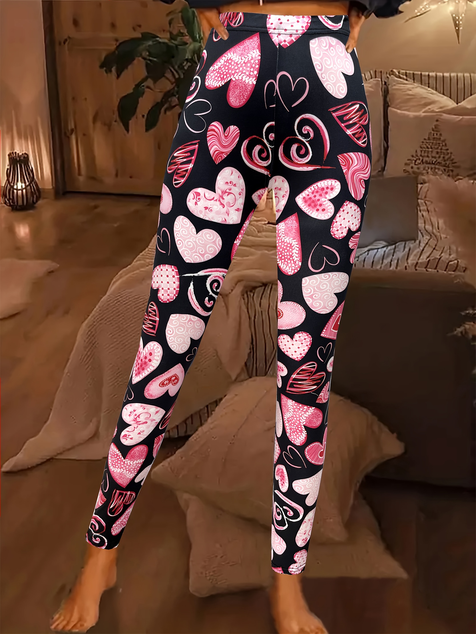 Women's Fashion Valentine Leggings Butt Lifting Love Heart Print