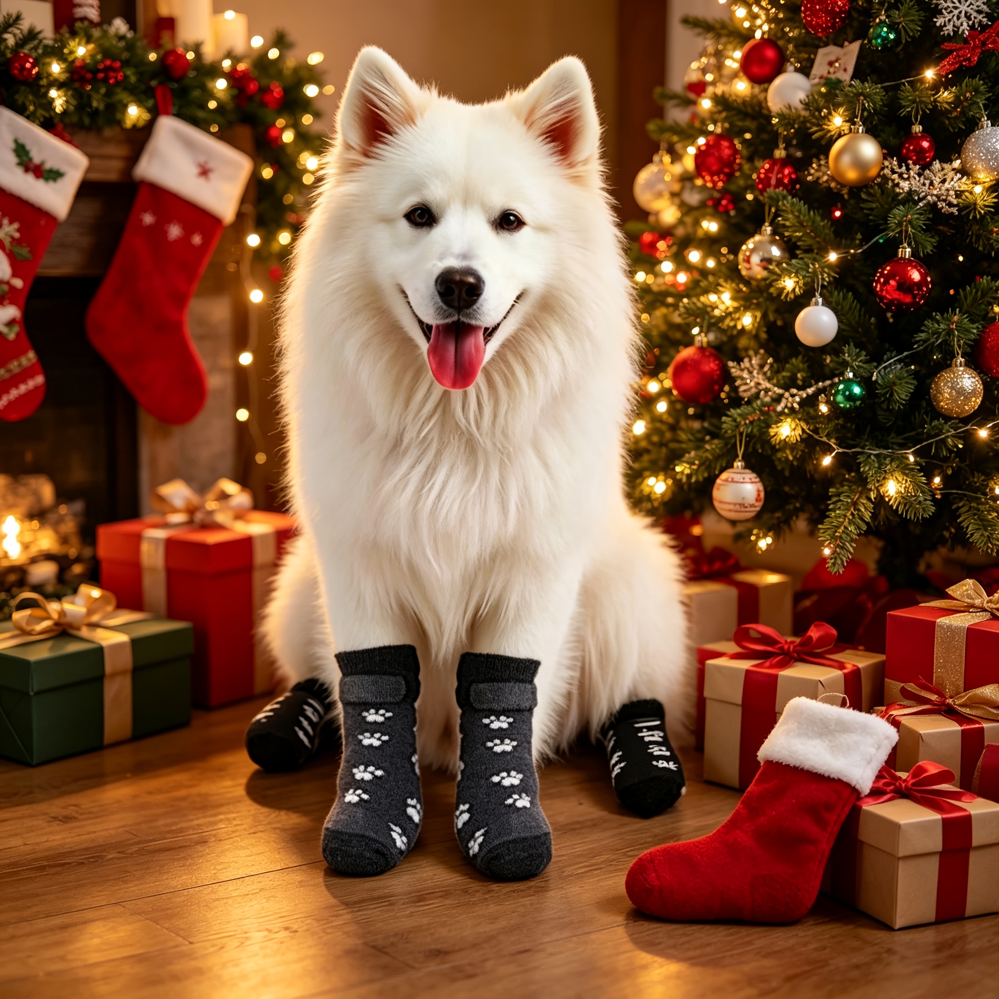 8pcs Non-Slip Dog Socks for Paw Protection