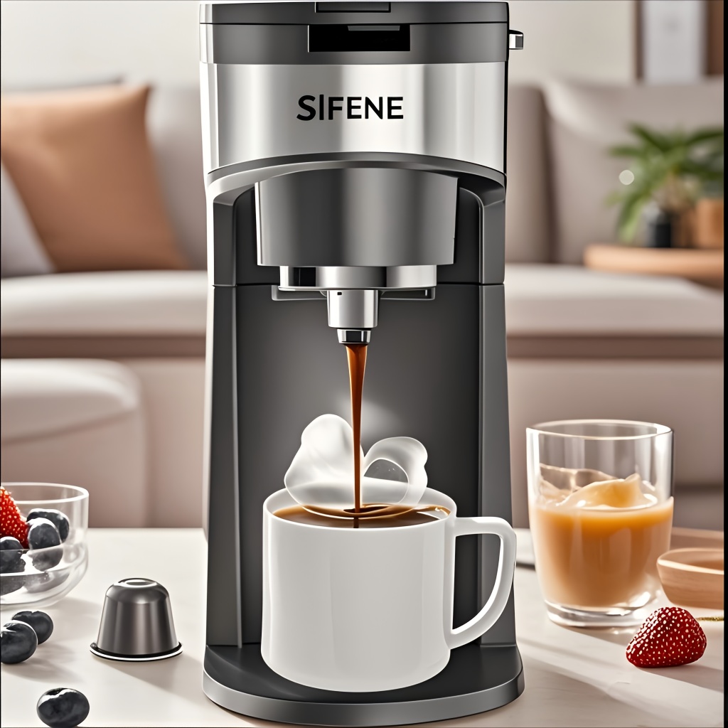 TEMU Sifene Mini Coffee Maker -cups & Ground Coffee - Compact Single Serve With , Descaling Reminder, Matte - Home, Office, Travel, Camping & Hiking,