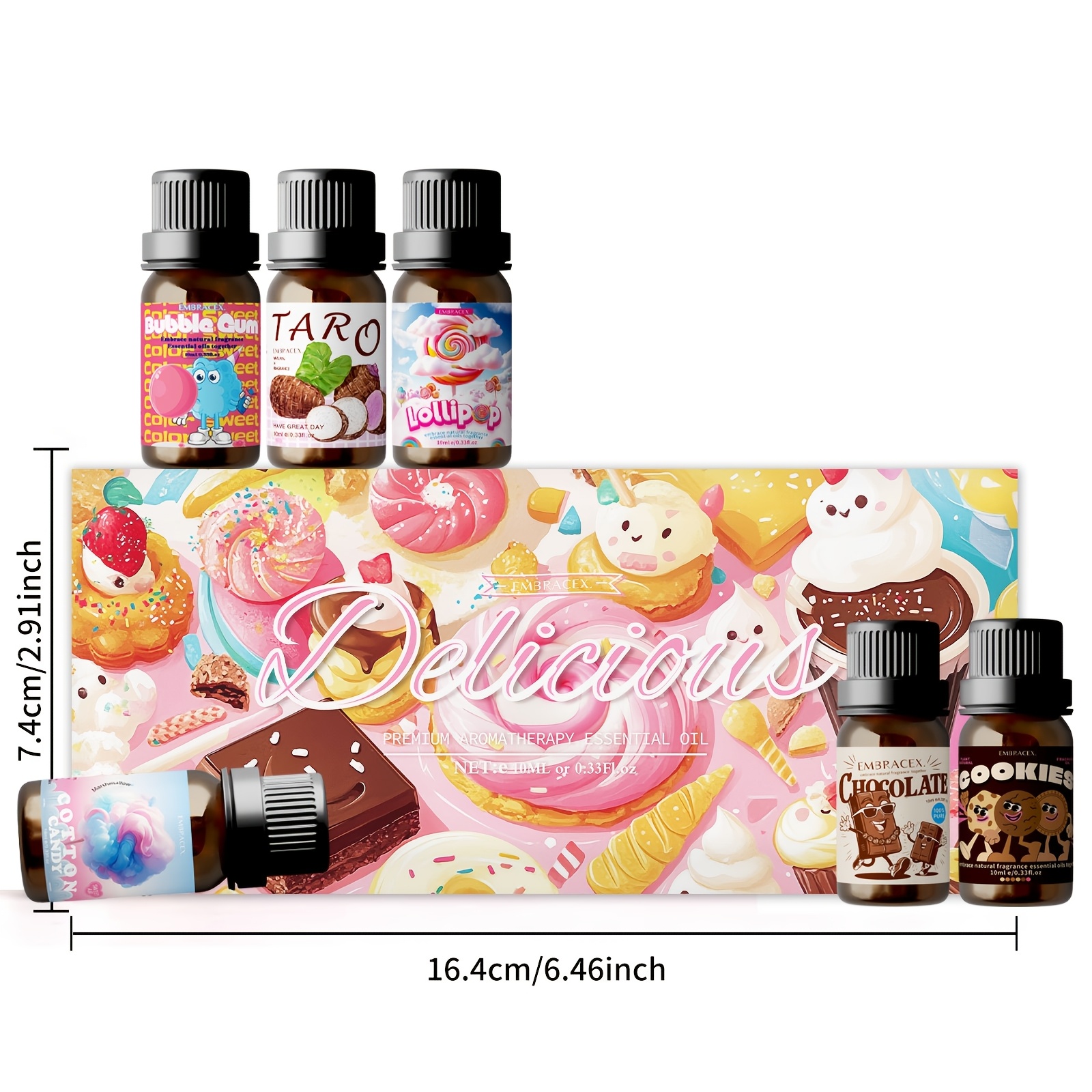 TEMU 6x0.33oz Fragrance Oil , Suitable For Fragrant Room Sprays, Home Decor Products, Diy Candles, Machines - Bubble Gum, Chocolate, , Lollipop,