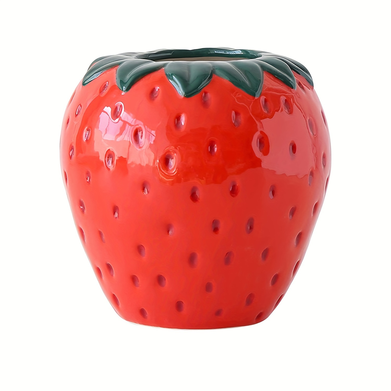 

1pc Vintage Inspired Strawberry Vase, Decorative Ceramic Vase, Large Flower Vase, Unique Strawberry Decor For Home/kitchen/office