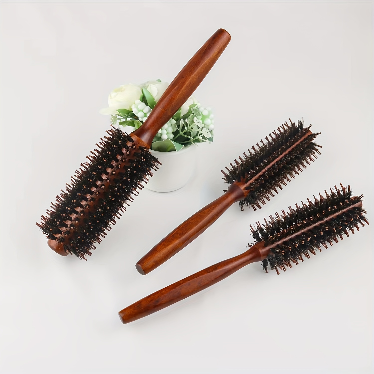 

Beechwood Handle Detangling Brush - Nylon & Bristle Blend For All Hair Types, Anti-static Scalp Massage Comb