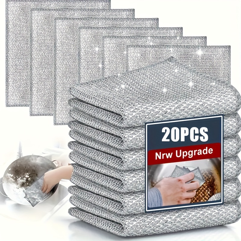 E-shop 20 Stück Mikrofaser Seifenpads - Doppelseitiger Küchen Geschirrspülschwamm für Geschirr und Kochgeschirr