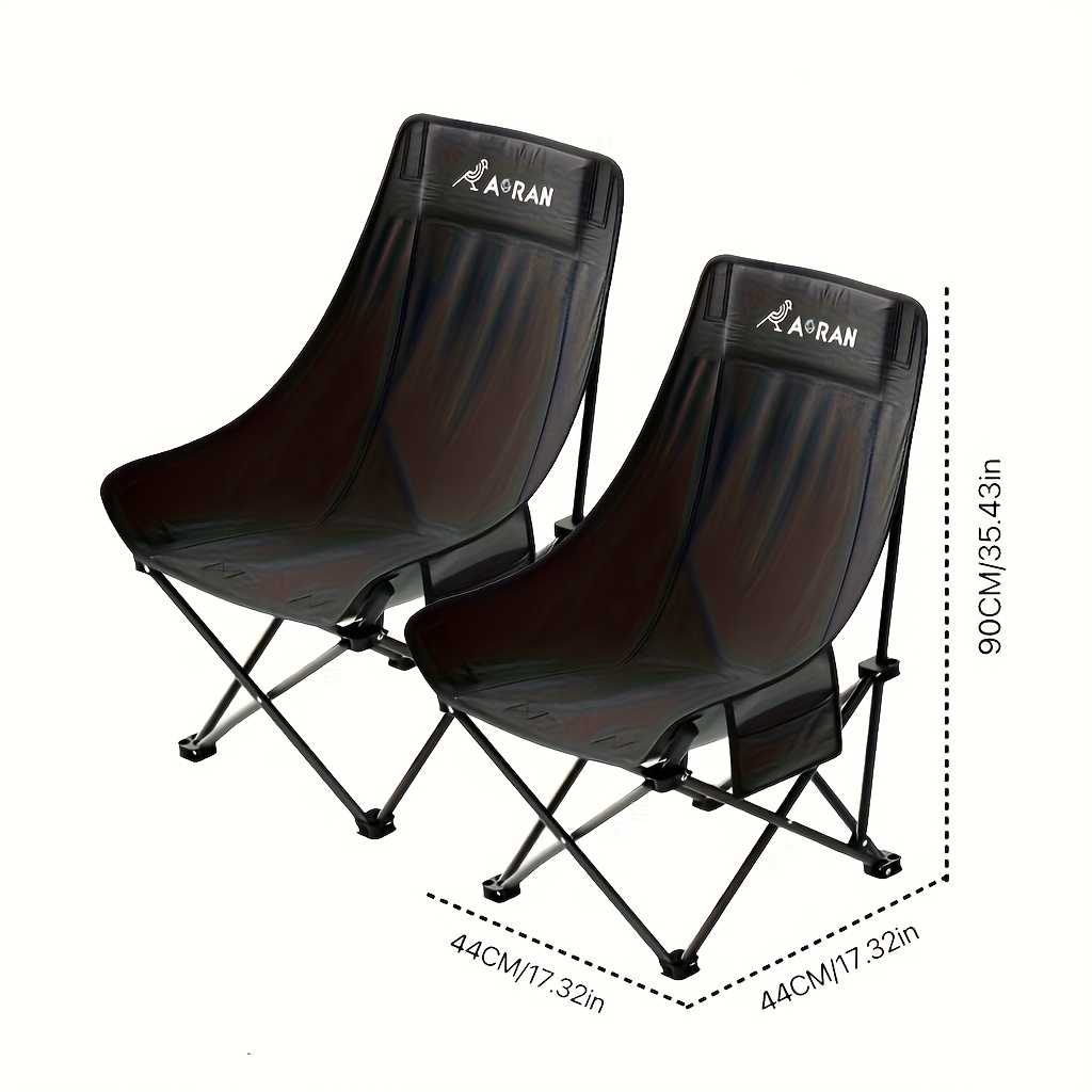 TEMU 2pcs Aoran Portable Folding Chair Moon Chair High Back - Durable Iron Alloy, Suitable For Outdoor Leisure, Camping And Fishing Beach Chair