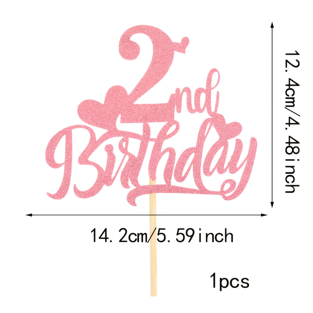 1 Pack Of 2-year-old Happy Birthday Cake Decoration Pink Heart Birthday Cake Decoration 2-year-old Cake Decoration, Halloween, Christmas