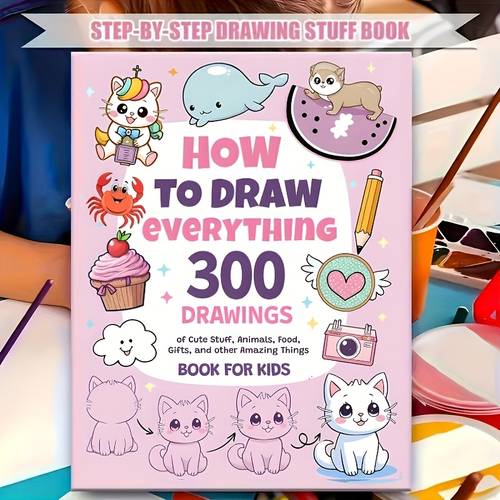 300 cute step by step easy drawings how to draw anything for painting enthusiast animals food ideal for christmas easter and new year gifts made of paper