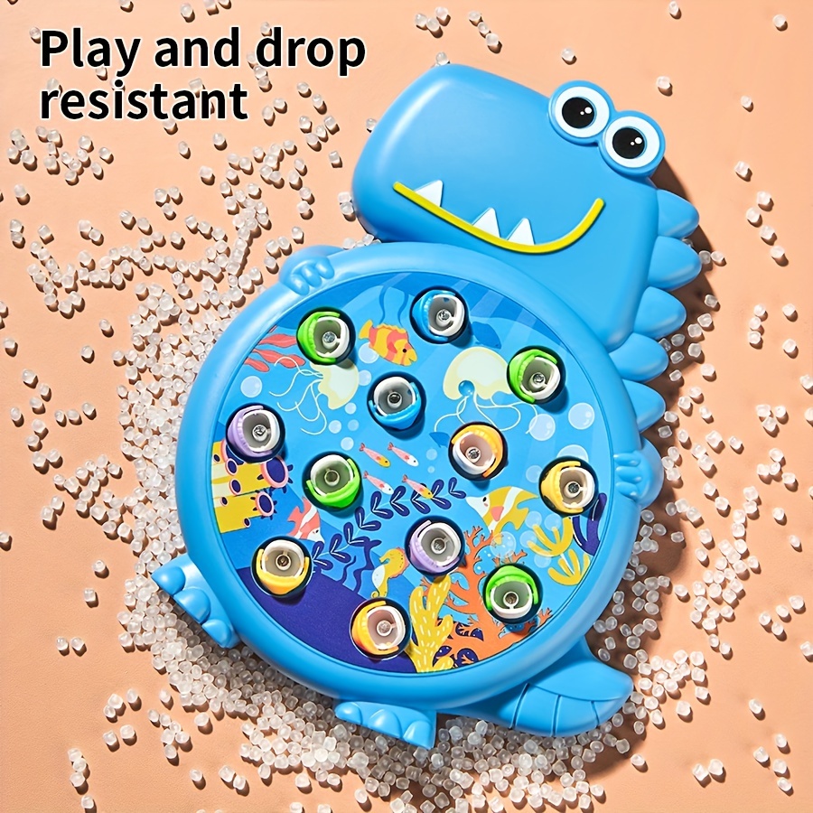 dinosaur fishing plate toy weak magnetic fishing toy childrens puzzle toy non charged fishing toy fishing parent child plate suction hook holiday gift accessory rod and fish random style details 5