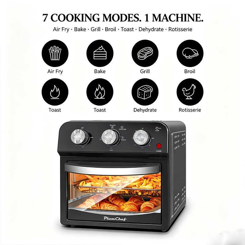 TEMU 13qt Family Air Fryer & Grill With Cooking, Compatible For , Pizza, Chicken, Fish, Toast - Dual Knob Control, 450°f Temperature Range, /bake ,