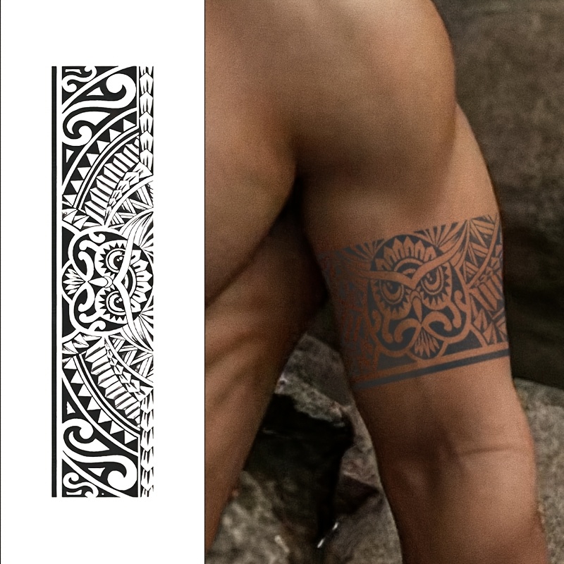 Owl Gear Arm Band, Temporary Tattoo Sticker For Arm, Herbal Semi-permanent Waterproof And Non-reflective Men And Women Fake Tattoo