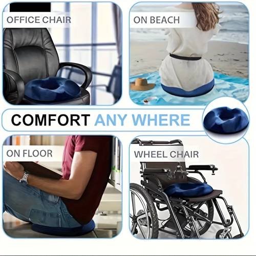 Ergonomic Memory Foam Donut Cushion - Orthopedic Tailbone Support Pillow for Sciatica, Hemorrhoids, and Posture Improvement - Portable & Compressible with Removable Cover - Ideal for Office Chair, Car Seat, Wheelchair