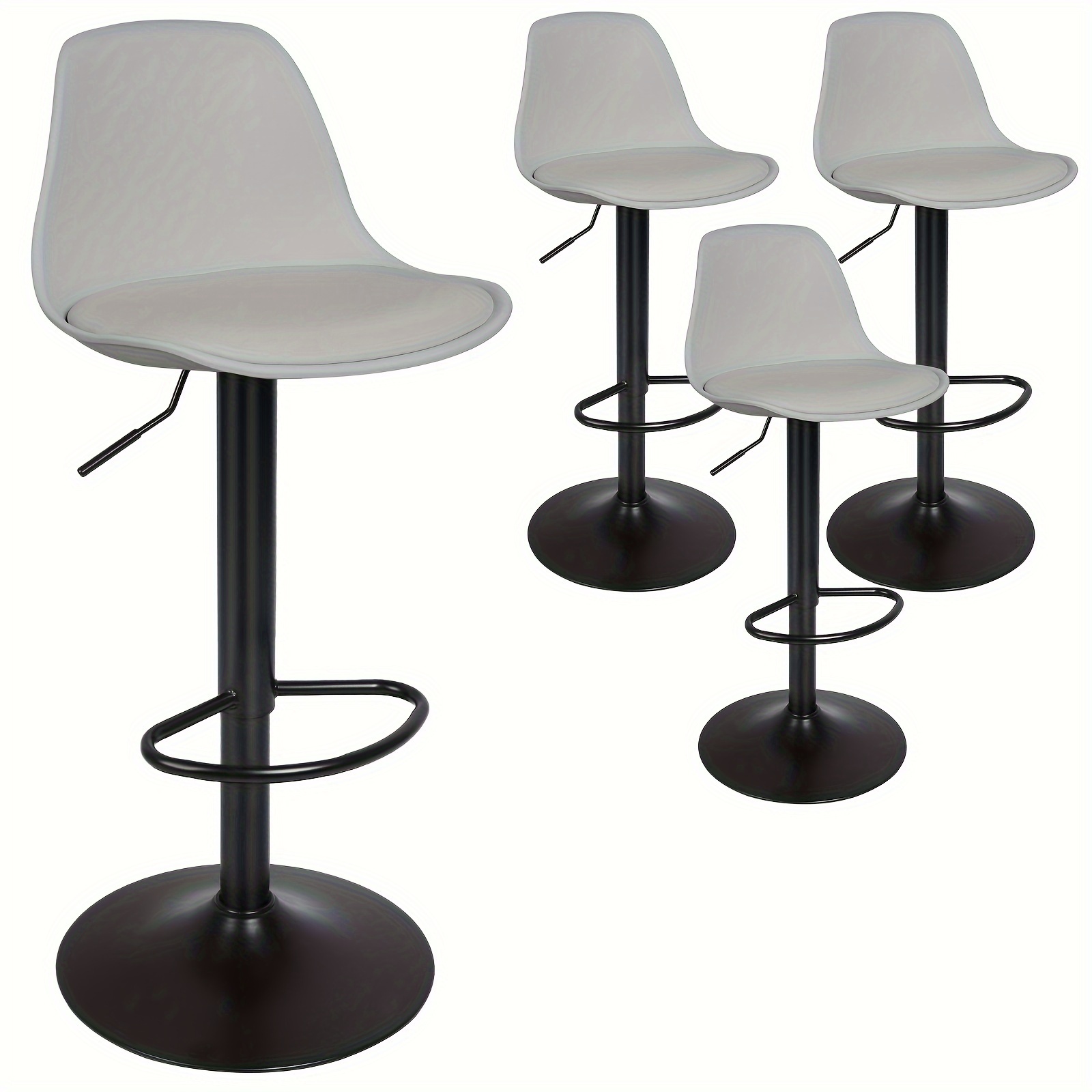 Set Of 4 Bar Chairs, Height-adjustable Dining Room Chairs, Kitchen Chairs, Chrome Base, Load Capacity 100kg