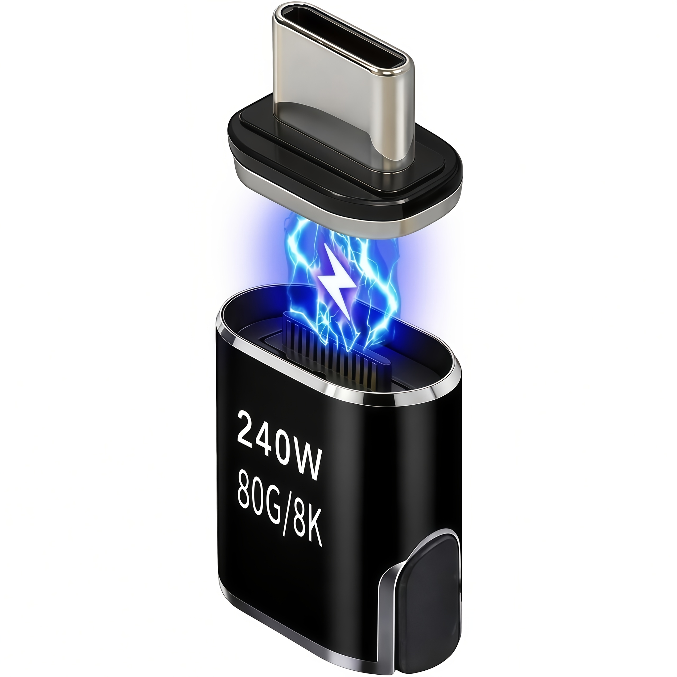 TEMU USB-C Magnetische Adapter - 240W USB-C Magnetische Poort met 24 Pins, Max Snelheid 80Gbps, Compatibel met Laptops, Tablets, Telefoons -