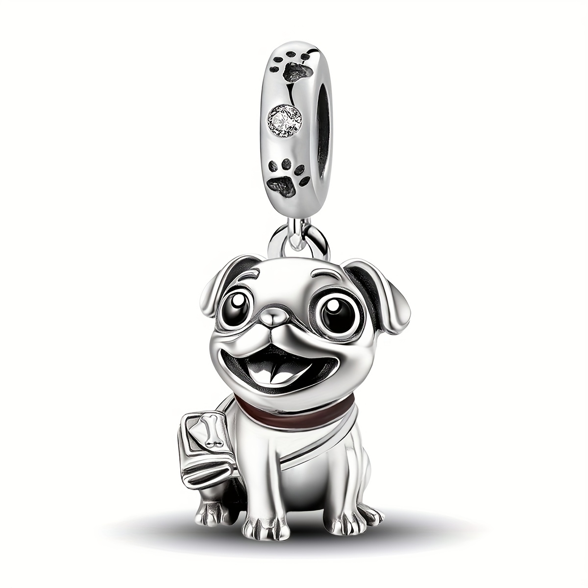 E-shop 1 Stück Süßer Rucksack-Hund DIY Anhänger, 925 Silberbeschichtet – für Armbänder & Halsketten, Schmuckzubehör zum Selbermachen – Ideales Geschenk
