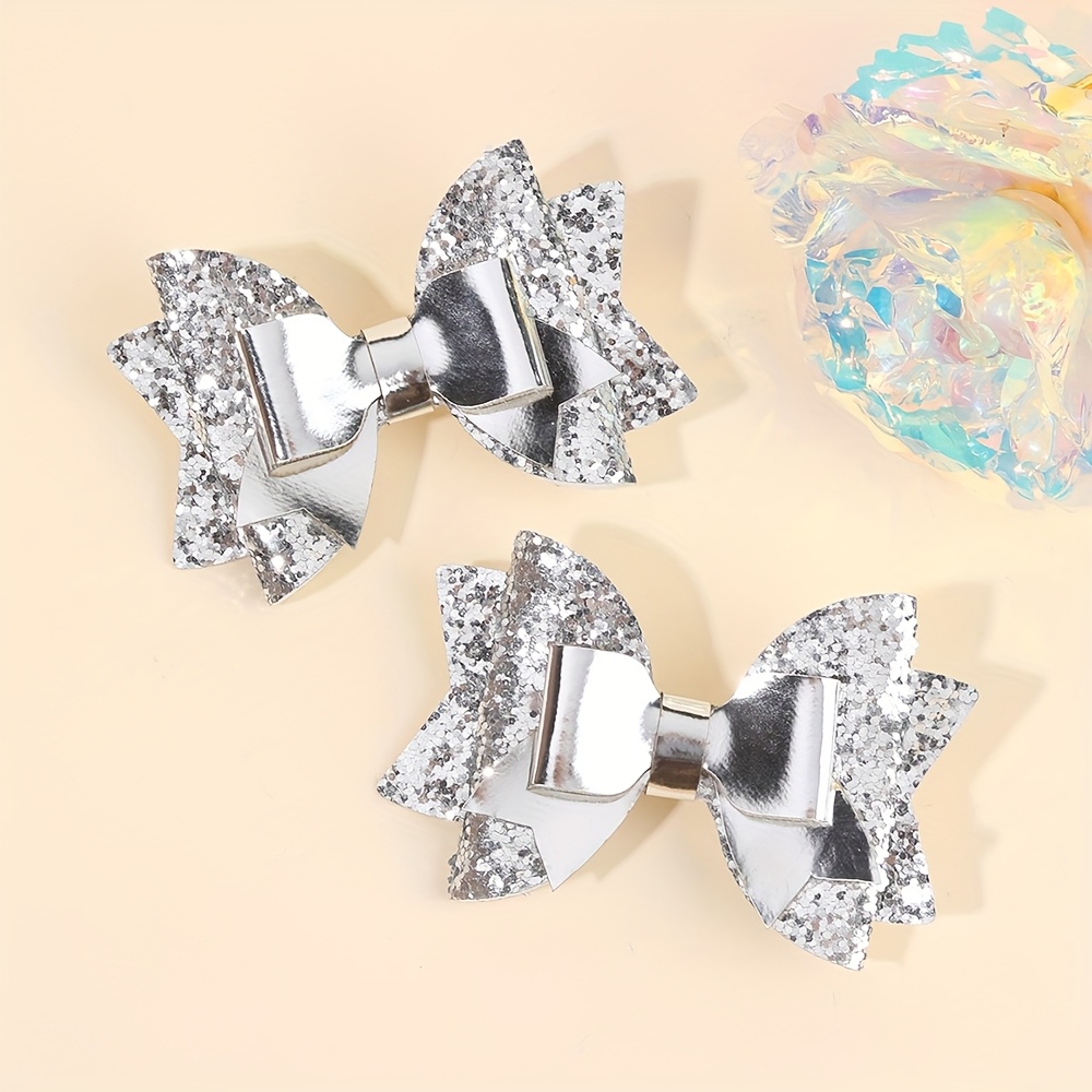 TEMU 2pcs Barrettes à Cheveux Pailletées Dorées Scintillantes pour Filles - Accessoires de Cheveux Mignons et Brillants, Parfaits pour les Fêtes, la
