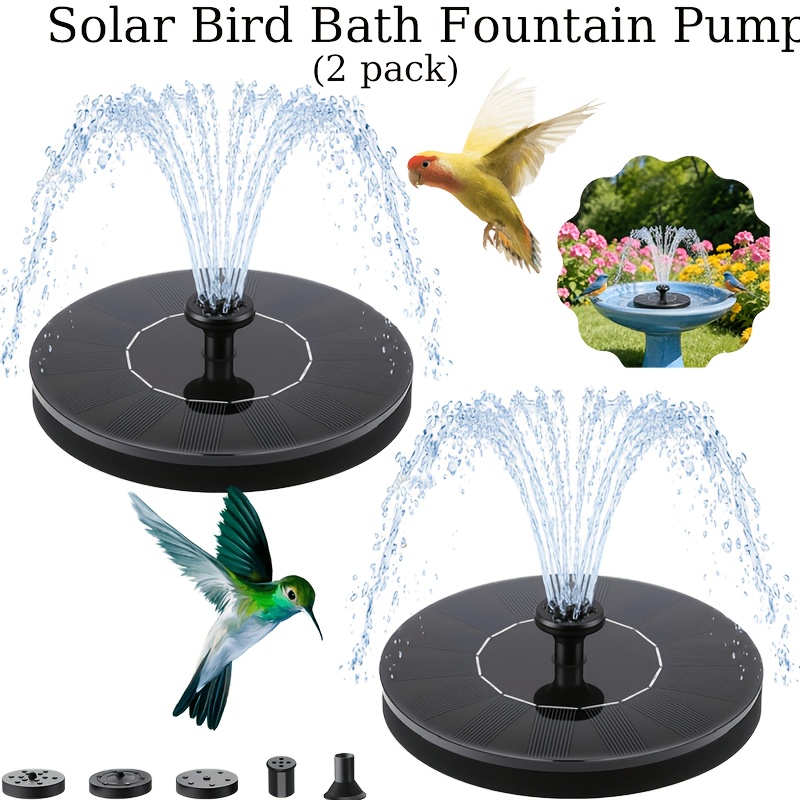 2 4 packds packs solar bird bath fountain pump solar fountain with 6 nozzle ipx8 solar powered bird bath floating solar fountain panel bird bath fountain solar water fountain for garden fish tank pool pond