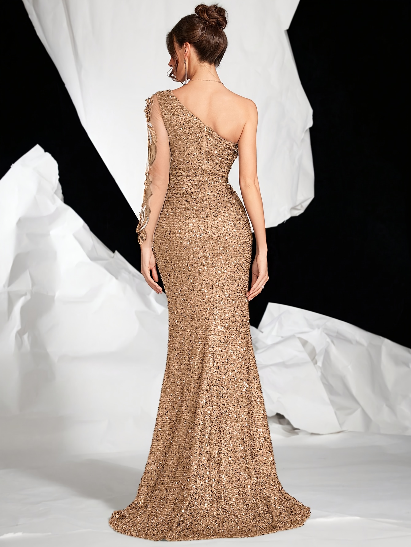 dress with layered skirt Jovani 36571 Long Prom Dress A-Line Layered Ruffle Skirt V Neckline Formal Pageant Gown
