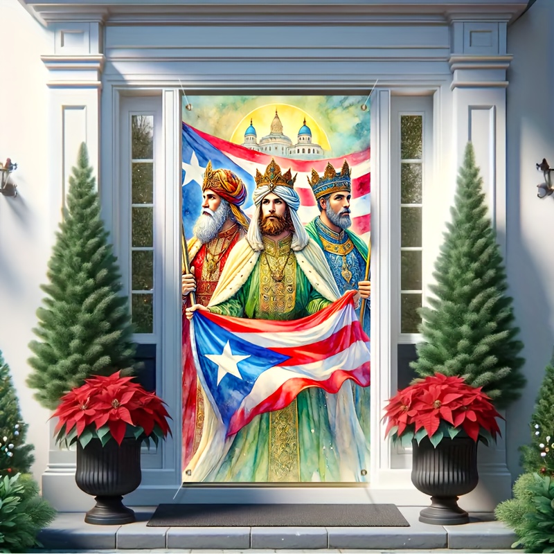 

Door Banner - Polyester, Puerto Flag & Design, Outdoor Lawn, Porch, Yard Decor - Fits Fall, Winter, Halloween, Christmas, 35.43x70.87 Inches, Christmas Decor