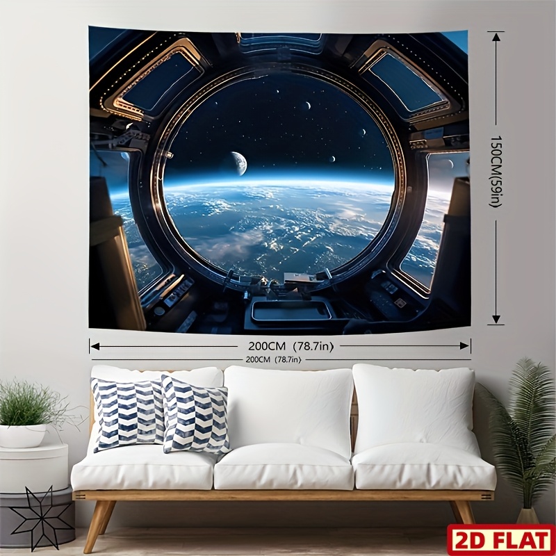 TEMU 2d Flat, 2d Flat Banner, 1pc Space Planet Print Backdrop, Backdrop, Wall Hanging For Living Room Bedroom Office, Home Decor Room Decor Party