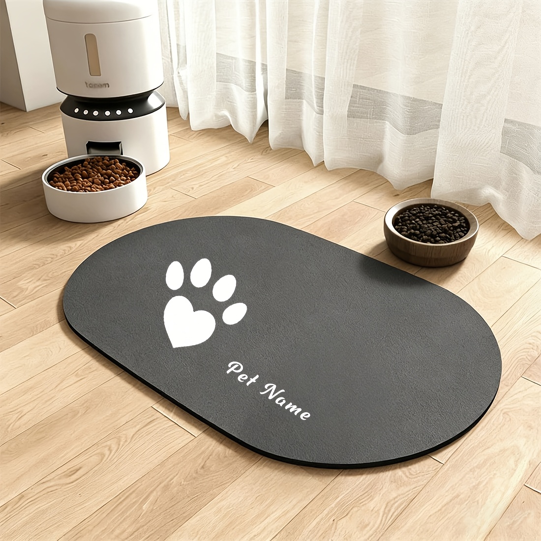 Customized Pet Feeding Mats with Paw Print Design