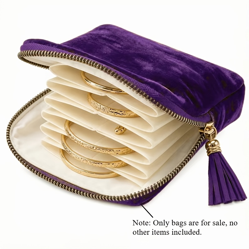 TEMU 1pc Portable Zipper Jewelry Bag Travel Jewelry Pouch Dust-proof Storage Bag, Suitable For Bracelet Bangle Necklace Storage Bag And Portable
