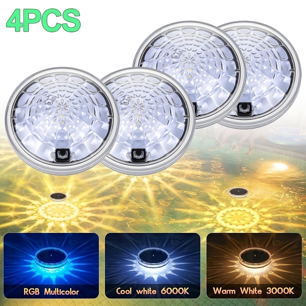 Image of 4pcs Floating Solar Pool Lights, Rgb Solar Swimming Light, 9-color Changing Pond Light, From Dusk To Dawn, Ip68, For Swimming Pools, Bathtubs, Landscape Pools, And Courtyard Pond Decor