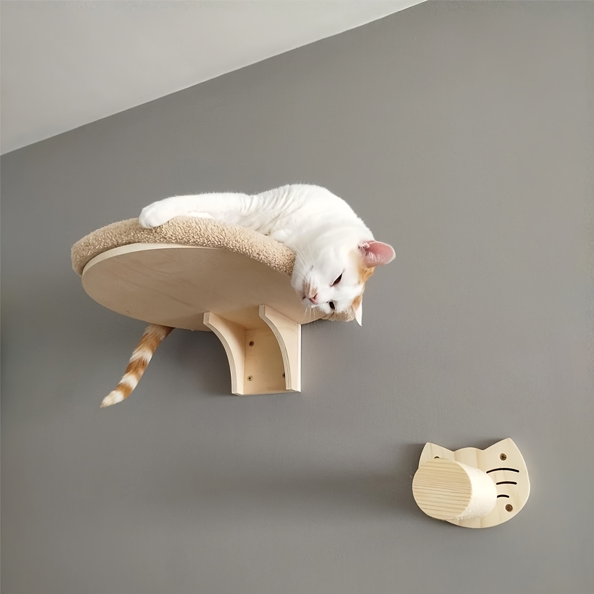 

Cat Wall Shelf Set - 2 Cat Climbing Frames, Cat Bed Wall Furniture - Perfect Wall Cat Shelf And Place For Small To Large Cats