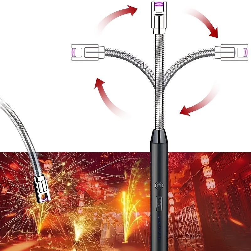 USB Greito Įkrovimo Ilgalaikis Impulsinis Uždegiklis | Išplėstas Šilumą Atsparus Metalinis Korpusas | Daugiafunkcis Uždegimo Lazdelė Lauko Stovyklavimui/Avarinėms Situacijoms/Virtuvės Dujinėms Viryklėms/Aromaterapijos Žvakėms | Nešiojamas Saugus Įkraunamas Žiebtuvėlis, Dujinės Viryklės Uždegiklis