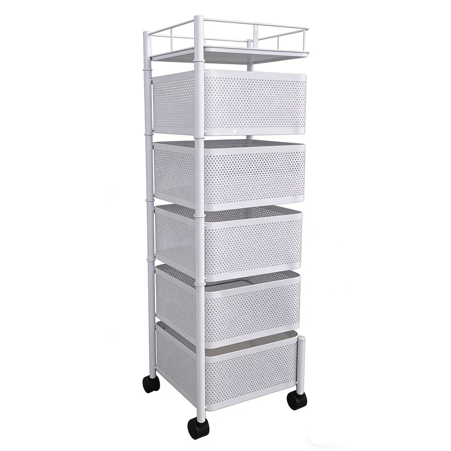 TEMU 5-tier 360 Degree Rotating Kitchen Cart Extra Large Storage Organizer With Locking Wheels Removable Baskets For Pantry, Office Living Room