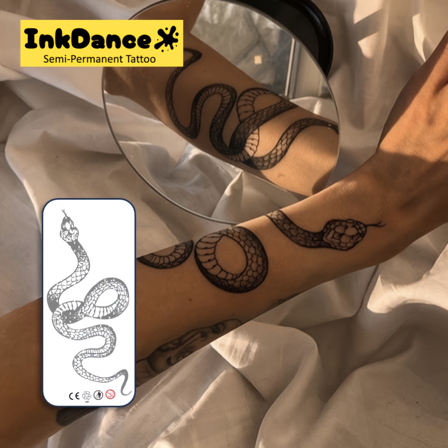 Inkdance Snake Technology Temporary Tattoos - Long-lasting, Waterproof, Realistic Look For , Plant-based Formula, Perfect Gift