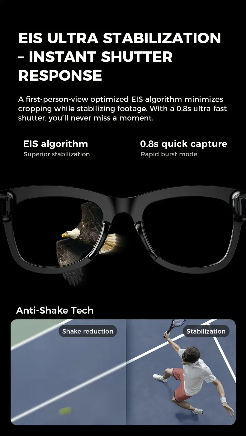 2025 new ai smart glasses with hd camera photo taking translation multi language translation wireless answer phone music player weather viewing video recording surveillance and more multifunctional smart glasses surround earphones touch button activated anti blue light function suitable for cycling motorcycle driving record outdoor fishing long Product details 9