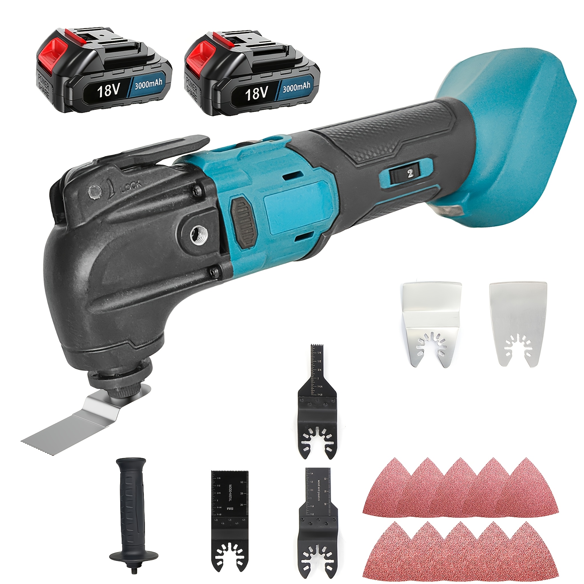 2 Battery Brushless Oscillating Multi-tool, 18v Cordless Oscillating Multi Tools With 2 Li-ion Batteries, 6 Variable , 4° Angle, Blade , 22pcs Accessories