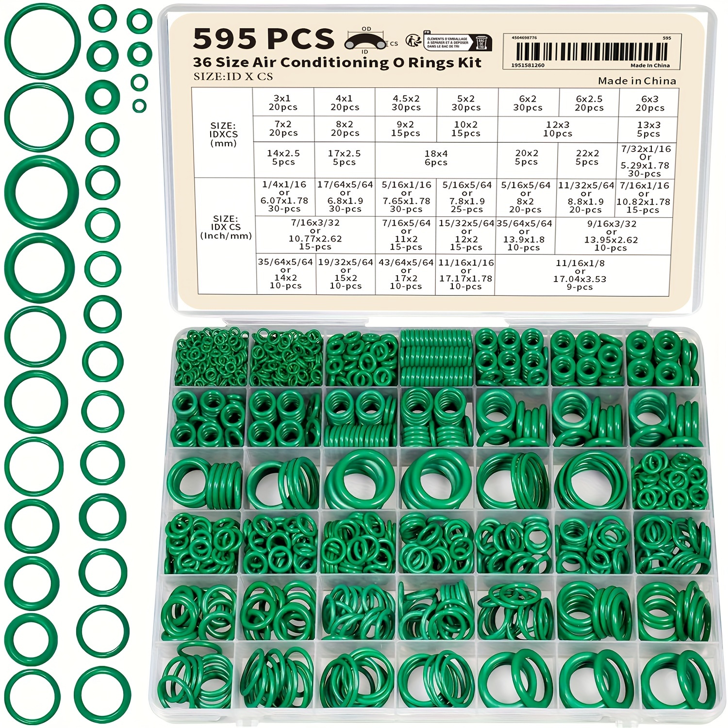 

595pcs Metric And Sae Air Conditioning O-ring Kit For Car Air Conditioning, Compressor And Professional Faucet Pipe Seal Repair